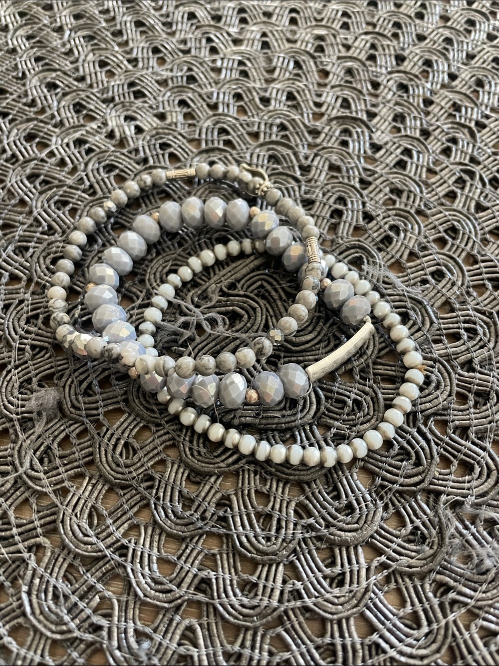 Amazon Light Purple and Light Gray Beaded Stack Bracelet Set